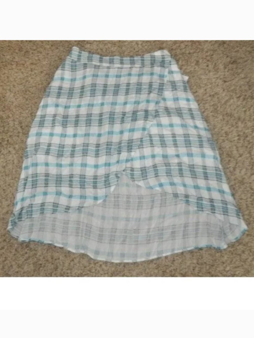 ANA Skirt Womens 12 White Blue Elastic Waist High Low Hem Lined Lightweight